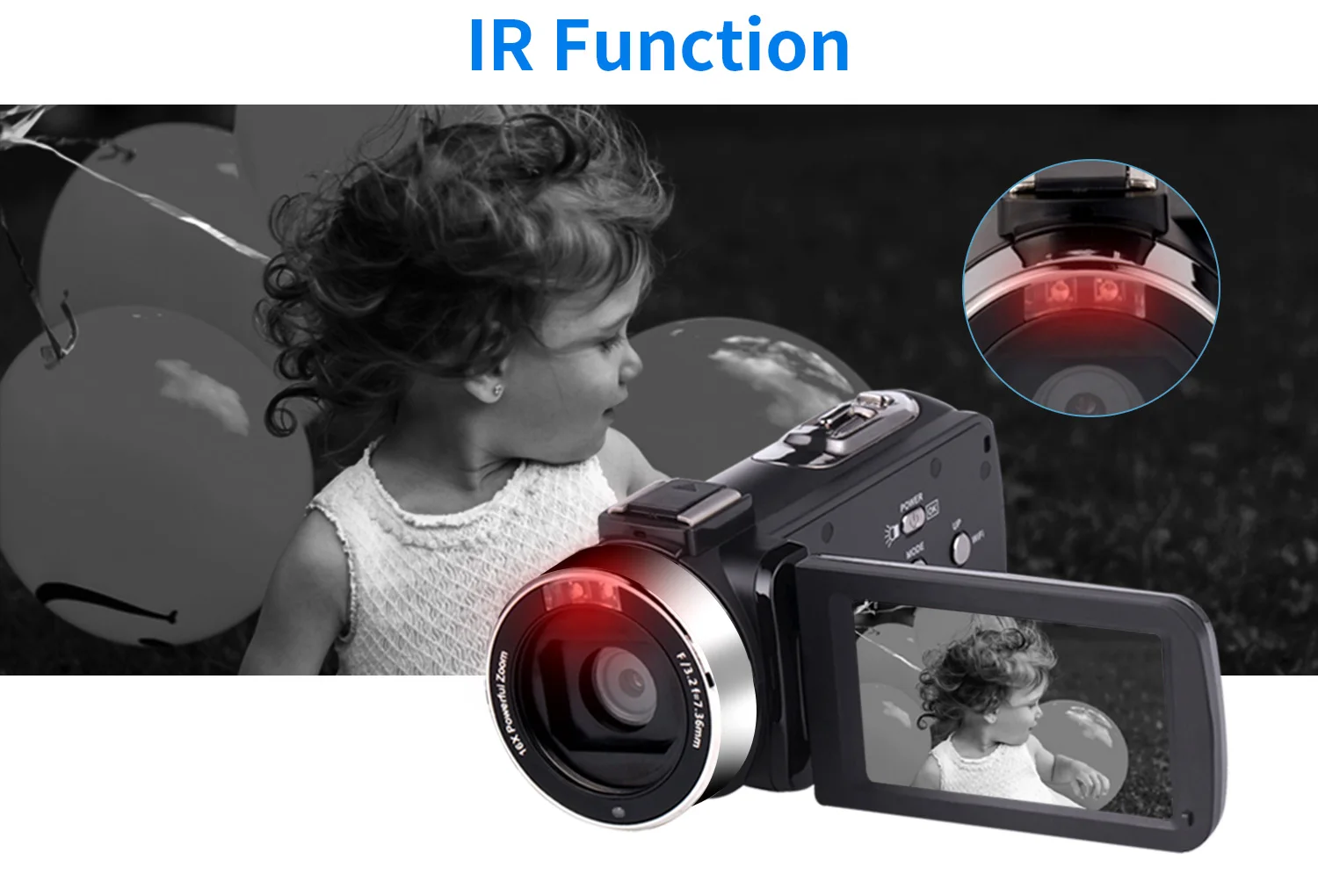 HD 카메라 유튜브 틱톡 브이로그 IR 나이트 비전 UHD 4K 웹캠, 18X 디지털 비디오 캠코더, 56MP