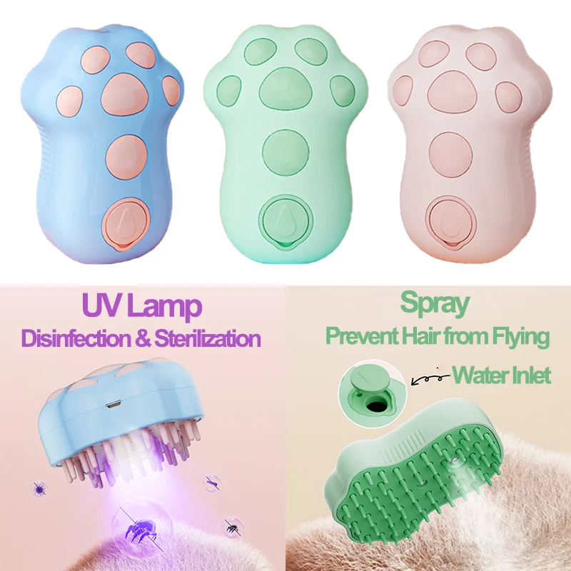 

Water Spray Cat Comb Steamy Brush Dog Massage Comb Built-in Electric Silicone Pet Hair Removal Grooming Brush Cat Accessories