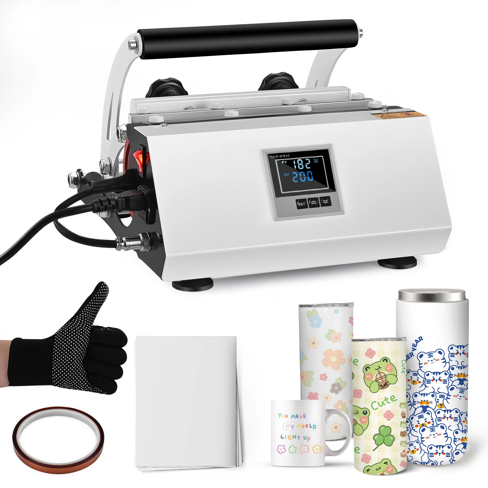 20Oz to 30Oz Cup Tumbler Heat Press Touchscreen DIY Gift Ceramic Mug Heat Presser Sublimation Transfer Auto Printing Machine