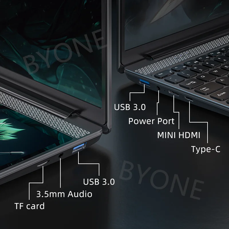 BYONE BY156 Dual Screen Laptop 15.6" IPS+7" Touch Screen 32G DDR4 2TB SSD Intel N100 Processor Windows11 Notebook Computer 6