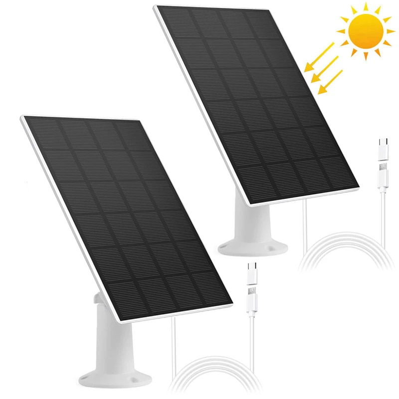 Pannello Solare In Confezione Da 2 Per Fotocamera Esterna Compatibile Per Eufycam 2C/2C Pro/2/2 Pro/E20/E40/E Reolink Argus Eco/2E/Pt/3 Pro Ecc.