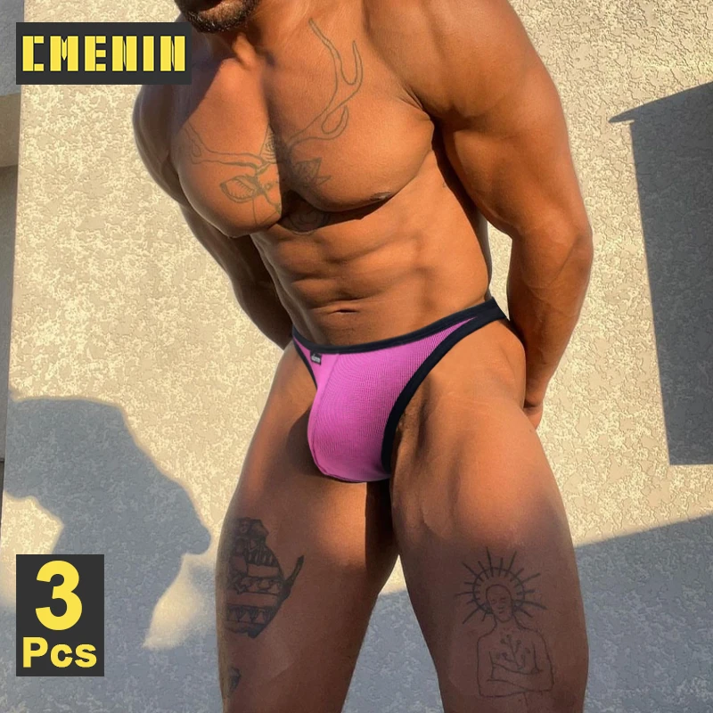 

CMENIN 3pcs Sexy Cotton Men's Underwear Briefs Low Rise Butt Lifting Man Bikini Brief Jockstrap Panties Gay Slip Male Underpants