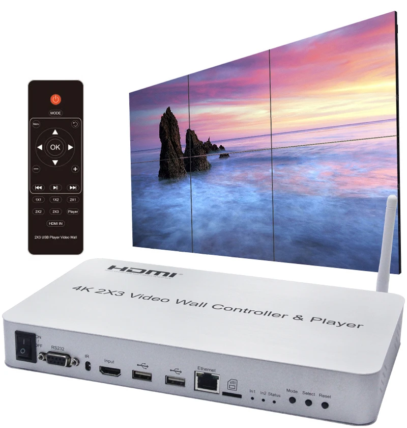 4K 2X3 Processore Di Giunzione Multi Schermo 2X3 Controller Da Parete Video Hdmi Tv Controller Da Parete Supporto Lettore Disco Usb Tastiera Mouse