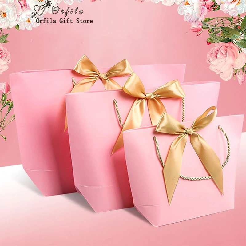 Description Picture 5 of itemLarge Size Gift Box Packaging Gold Handle Paper Gift Bags Kraft Paper With Handles Wedding Baby Shower Birthday Party Favor