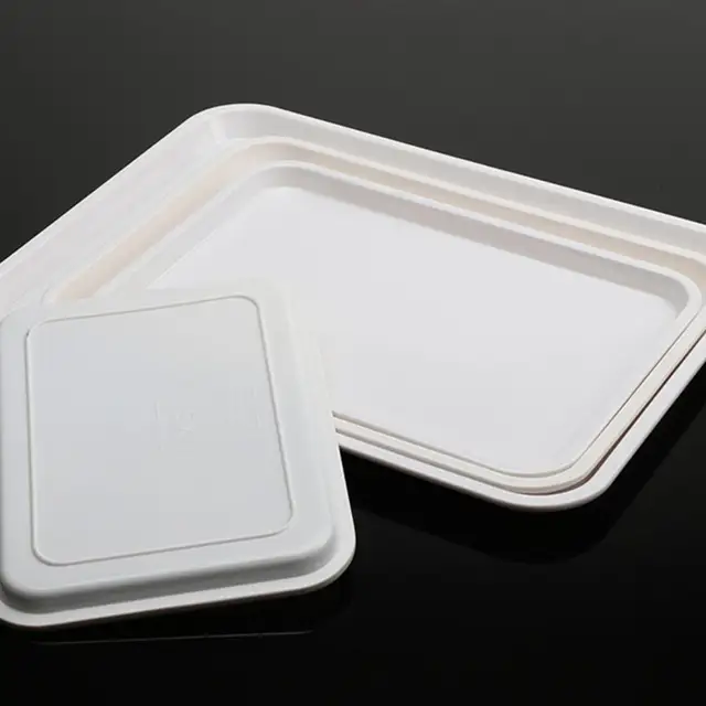 Rectangular Shape Serving Tray Stackable Tea Tray Wear-resistant Non-slip Food Serving Trays White Plastic Tray For Kitchen 5