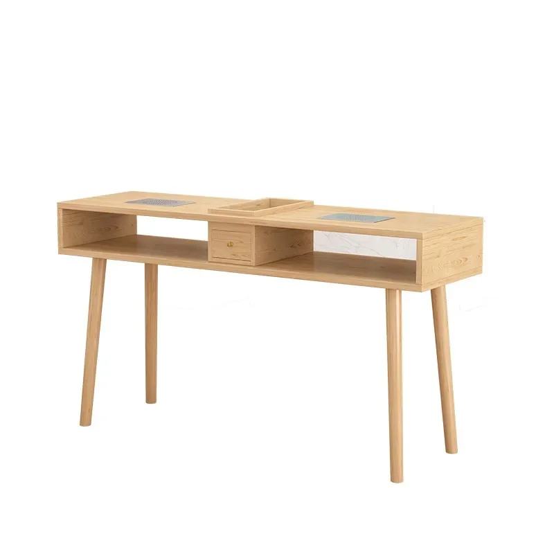 Salon Simple Nail Table Wooden Nordic Receptionist Speciality Manicure Table Minimalist Vacuum Manicure Tafel Furniture HD50ZJ