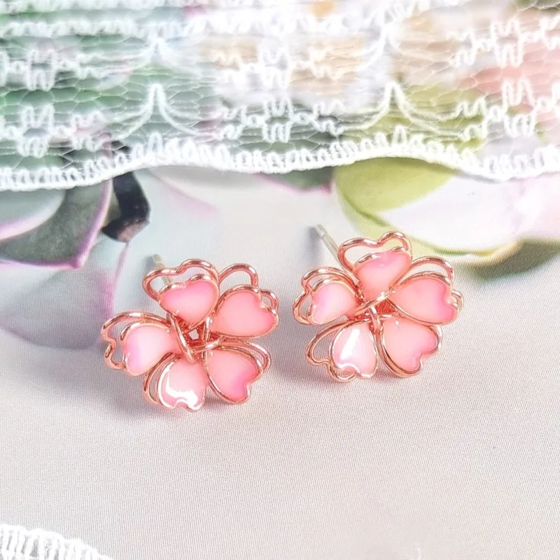 Delicate 3D Cherry Blossom Stud Earrings for Women Elegant & Cute Pink Floral Design Earrings Party Jewelry Gifts
