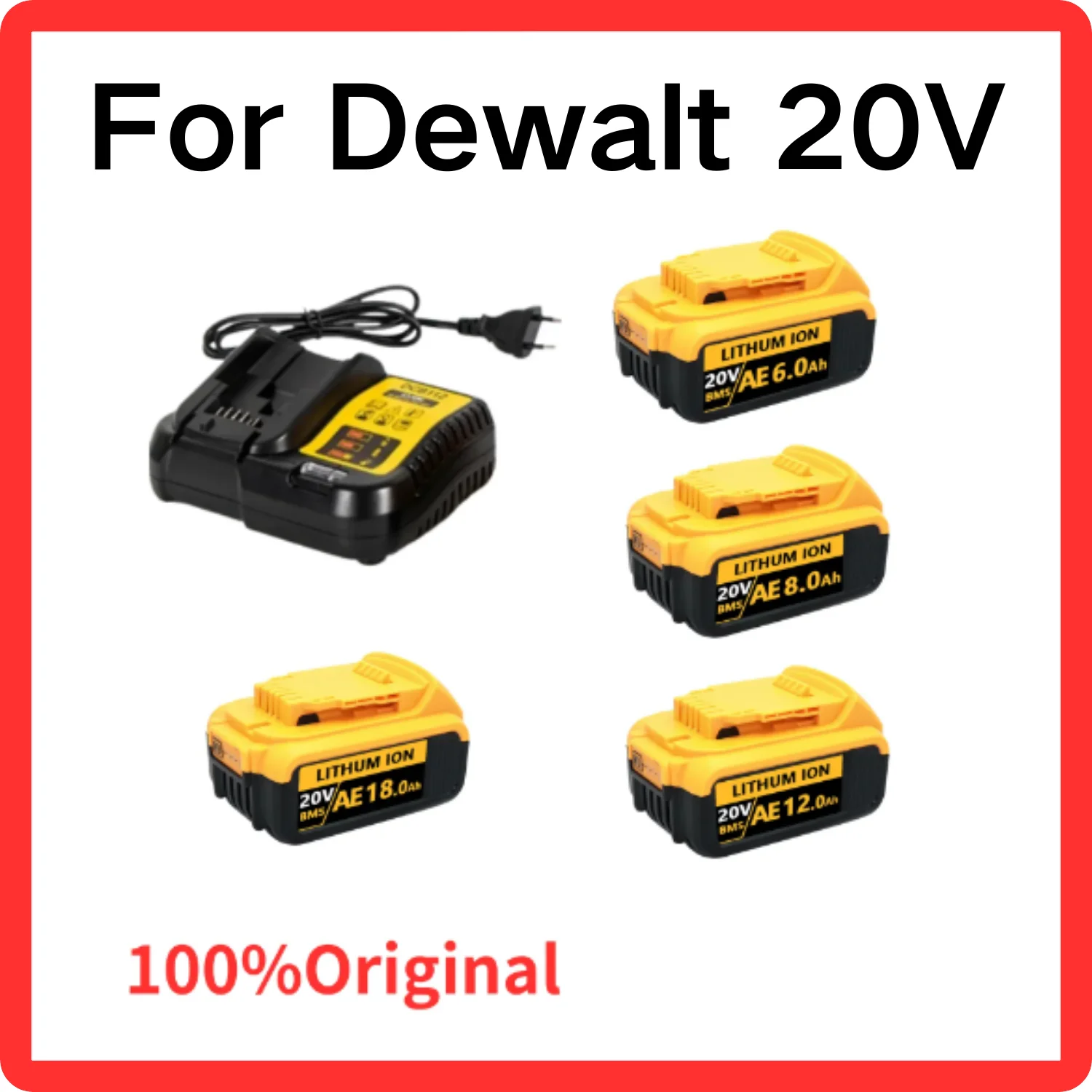 

100% Brand New for Dewalt Electric Tool 20V 6Ah/9Ah Lithium-ion Battery Replaceable DCB205 DCB201 DCB203 DCB206-2 DCB205-2