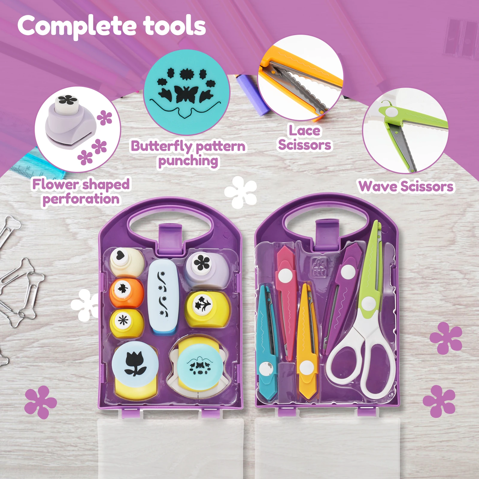 Kids DIY Puncher Craft Set Creative Craft Scissors Punch Set Educational Crafts Scissors Kit for Children and DIY Crafts Lovers