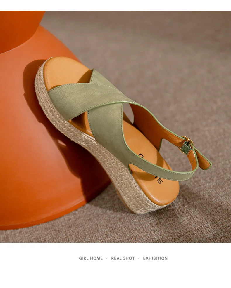Summer Women Sandals 2022 New Fashion Wedges Super High Heel Sandals Buckle Round Toe Open Toes Ladies Footwear