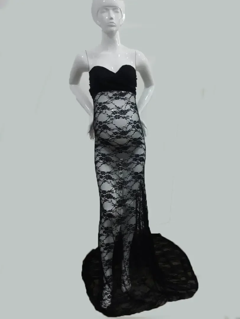 Sexy Lace Maternity Dresses Photography Props Long Fancy Pregnancy Dress Shoulderless Maxi Gown For Pregnant Women Photo Shoots (9)