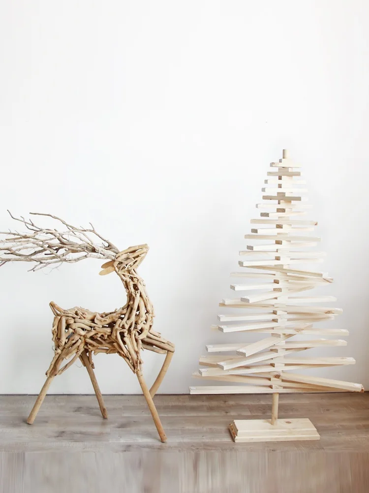 

christmas Decoration luminous Deer. wooden christmas tree Decoration landing OUTER cafe window Home stay Scene