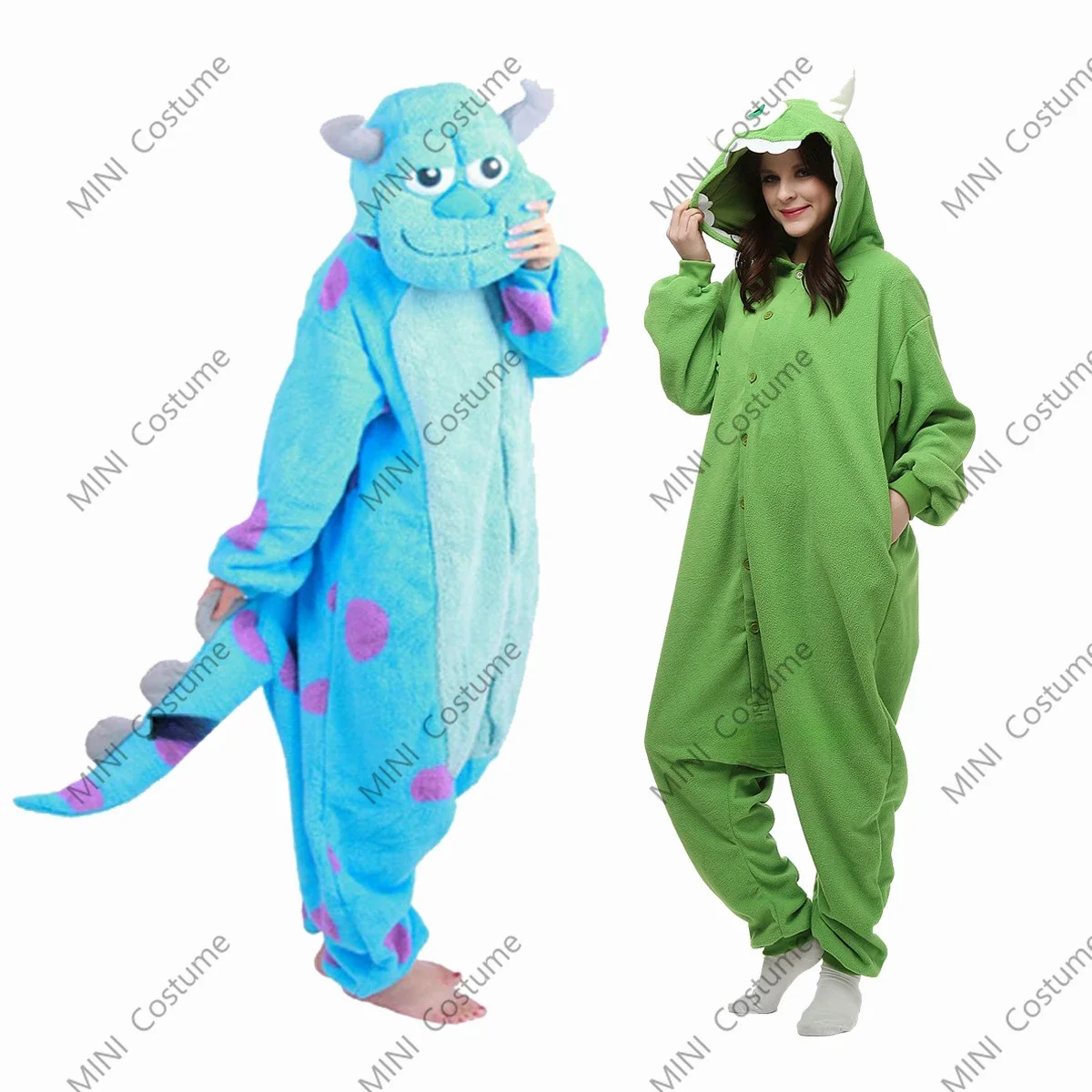 Polar Fleece Sullivan Mike Animal Kigurumi Onesie Costume for Women Men Pyjamas Monsters Cartoon Adult Pajama Cosplay