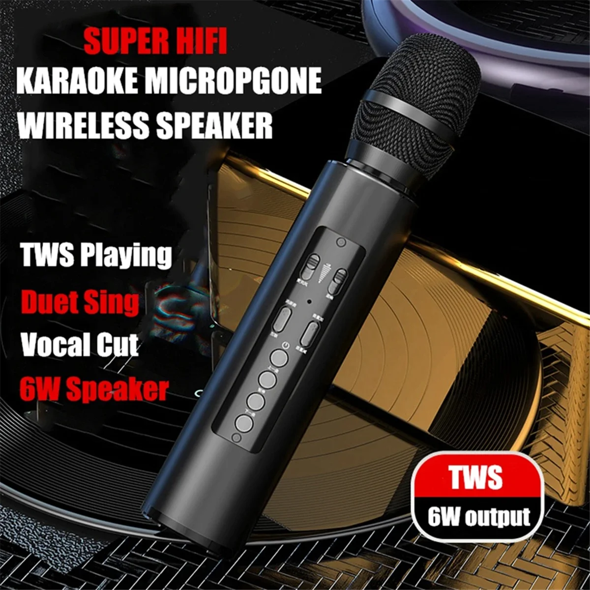 Hot sale Wireless with Bluetooth Speaker Home Performance Singing Microphone for Kids-Red