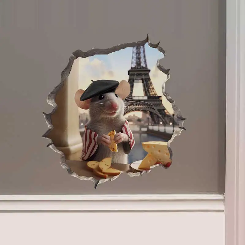 M453 18 Styles Skateboarding Surfer Mouse in Mouse Hole Aufkleber – Mouse Hole 3D Wall Sticker – Detail 15
