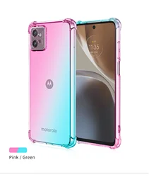 Shockproof Airbag TPU Silicone Phone Case Cover for Moto G Pure (Pink Green)