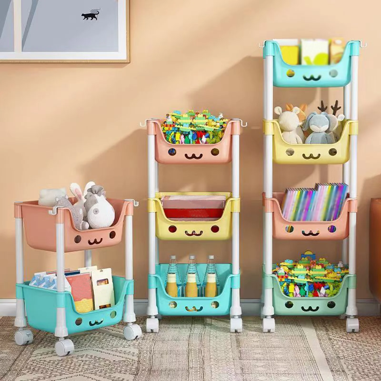 3 Tier Rolling Storage Carts with Wheels Storage Trolley Bathroom Organizer Cart for Bedroom Office Laundry Room Garage Kitchen