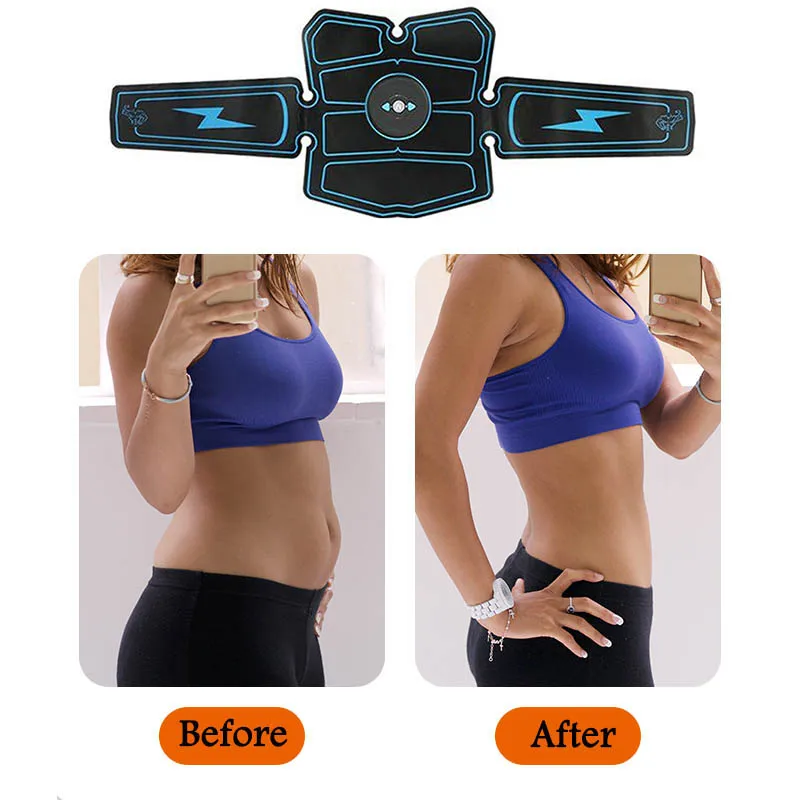 EMS Muscle Stimulator Muscle Toner Smart Abdominal Toning Belt Ab Trainer USB Charge Body Massager Weight Loss Fitness Equipment