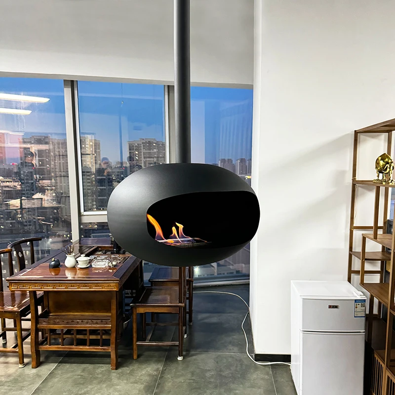 Roof mounted bio ethanol suspended fireplace cocoon hanging floating fireplace