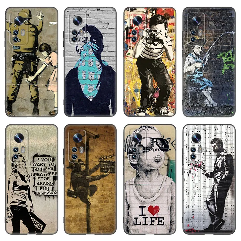 Custodia Per Telefono Street Art Banksy Graffiti Per Xiaomi Mi 10T 11I 11T Note 10 11 Lite Ne F1 Poco F3 M3 X3 Gt Nfc M4 X4 Pro 5G Cover
