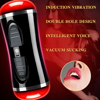 Male Masturbator Double Vagina Oral Vibrator Penis Sucking Rapid Orgasm Pocket Pussy Adult Sex Toy Masturbation Cup Sex Machine 2