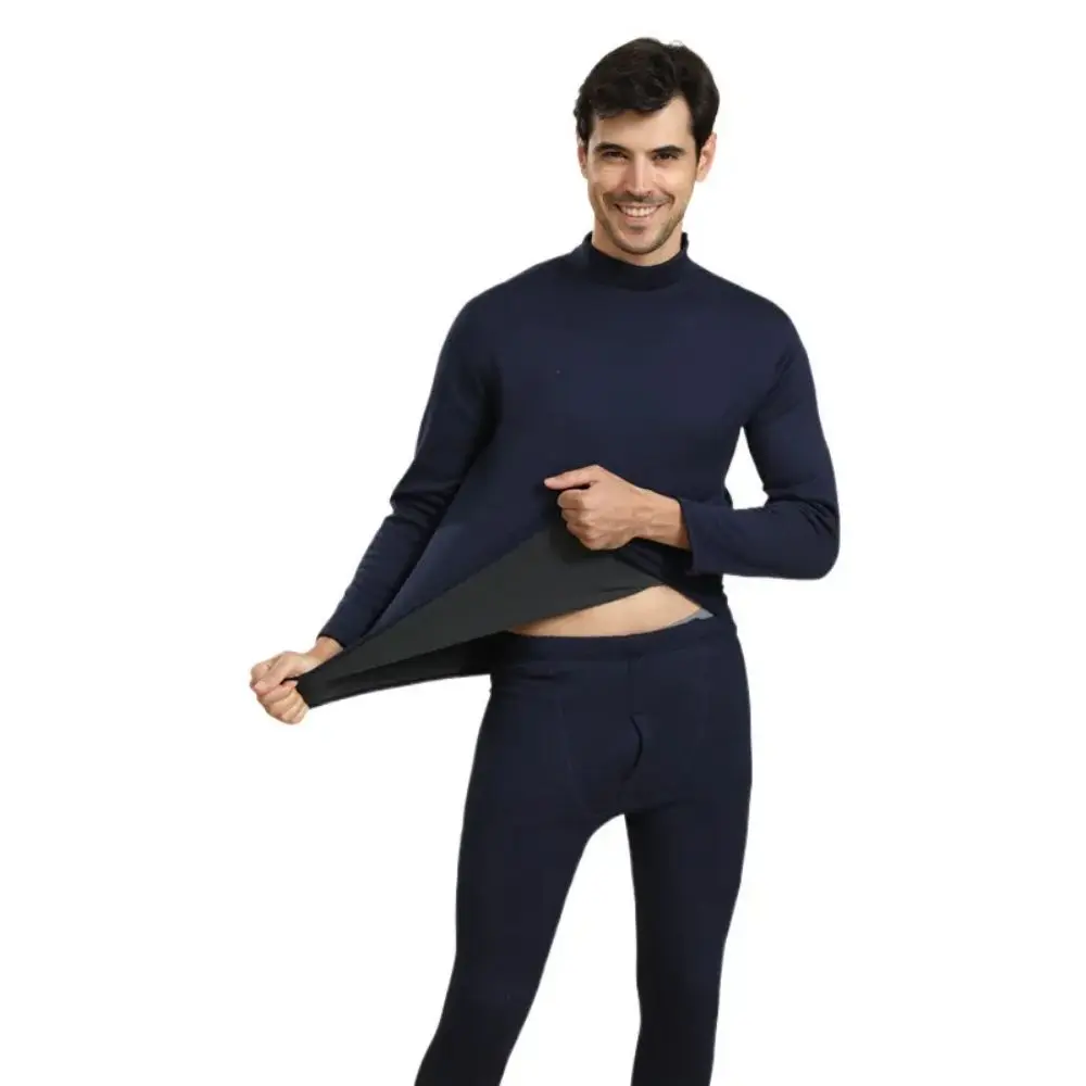 Thermal Underwear Men's Women's Base Shirt Heating Padded Fleece Lined Long Underwear Long Johns Rabbit Cashmere Couple Suit