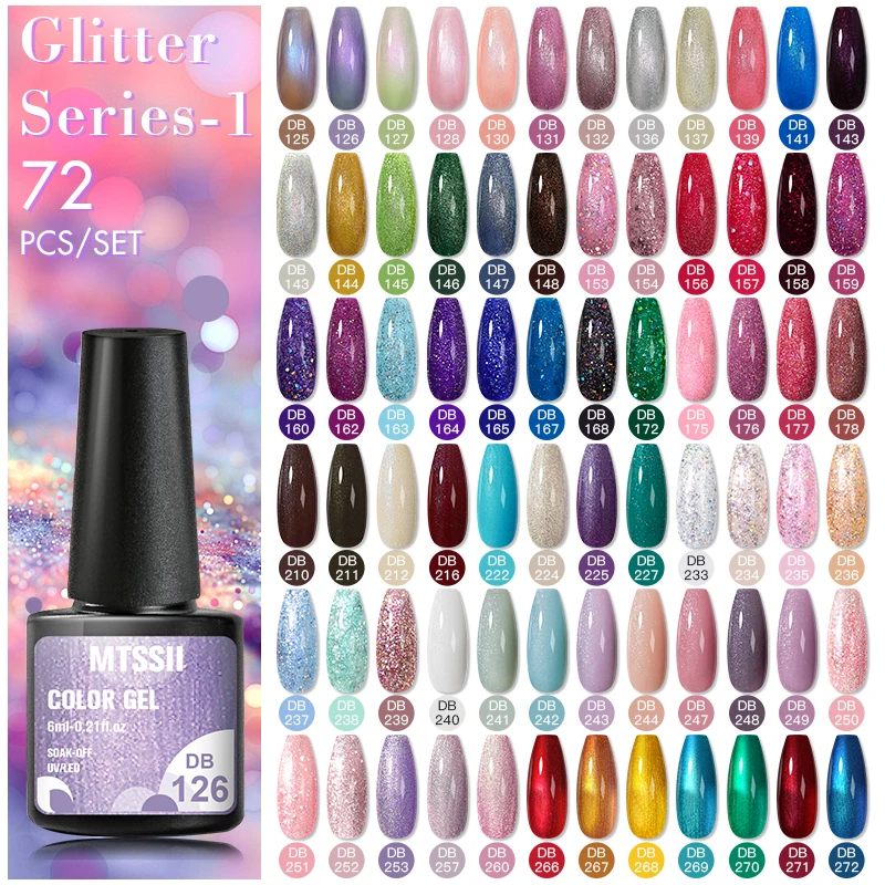 Mtssii 12/60/120 pezzi Set di smalti Gel Set di smalti per unghie Glitter kit di Gel Uv Semi permanenti Soak Off Nail Art Manicure Big Set