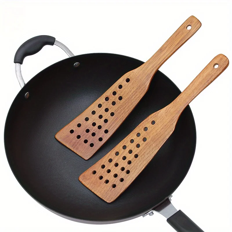 3Pcs Non-Stick Turner Multifunctional Household Wooden Spatula Pancake Cooking Shovel Turner Slotted Spatula Kitchen Gadgets