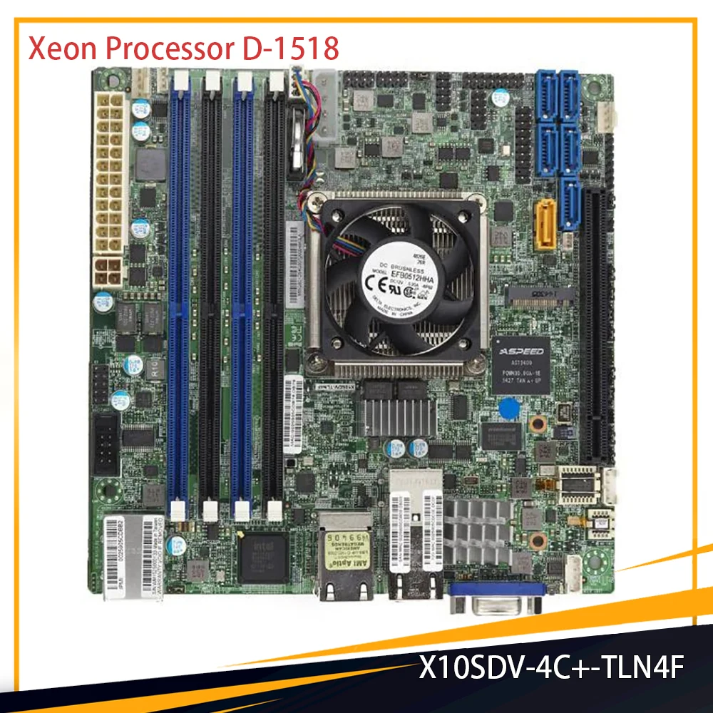

New X10SDV-4C+-TLN4F Xeon Processor D-1518, Single Socket FCBGA 1667 Mini-ITX DDR4-2133MHz 4*SATA3 (6Gbps) Port For Supermicro