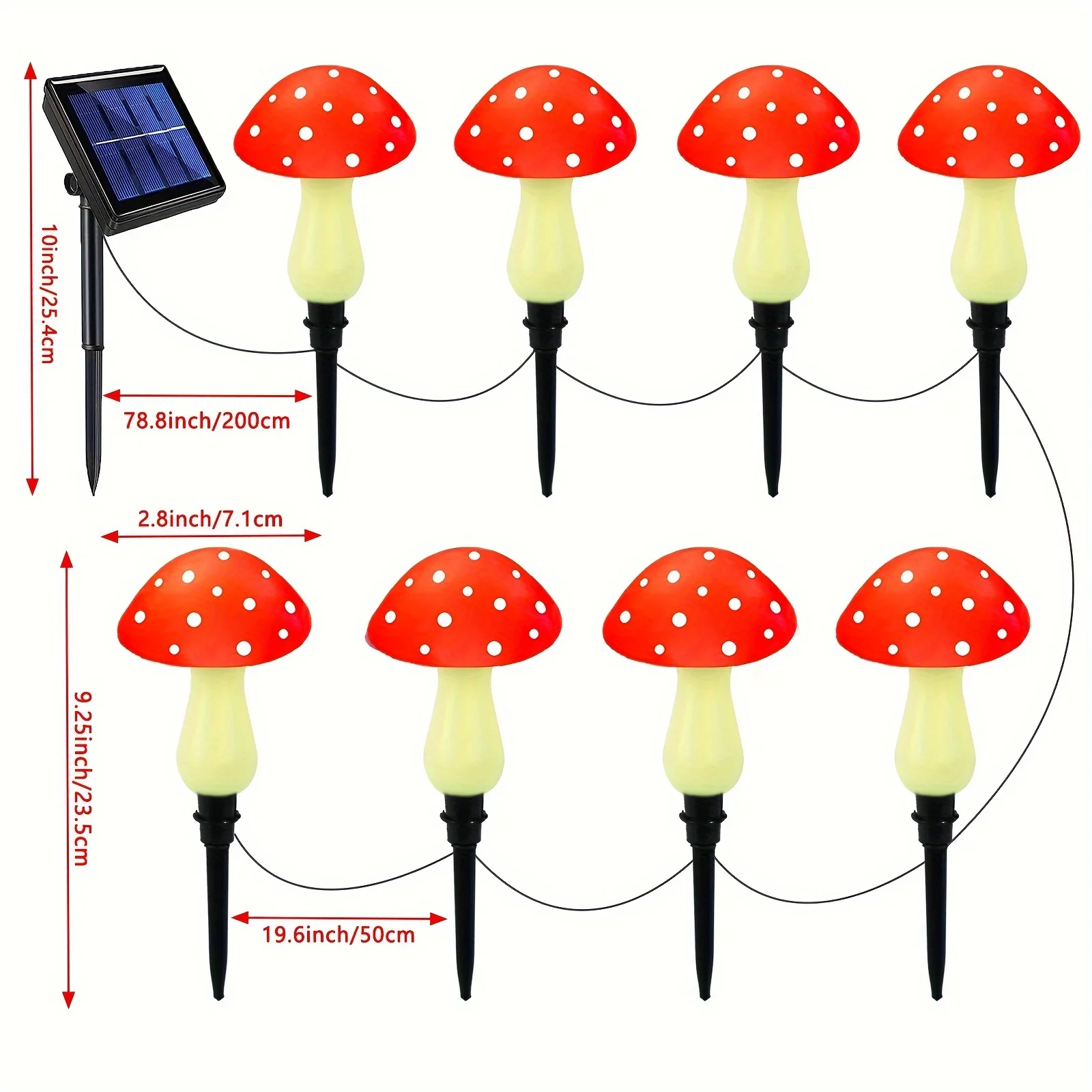 Solar Garden Lights Mushroom Outdoor Garden Decoration Waterproof 8 Modes Christmas Night Lights For Garden Pathway Lawn Landscap Decor