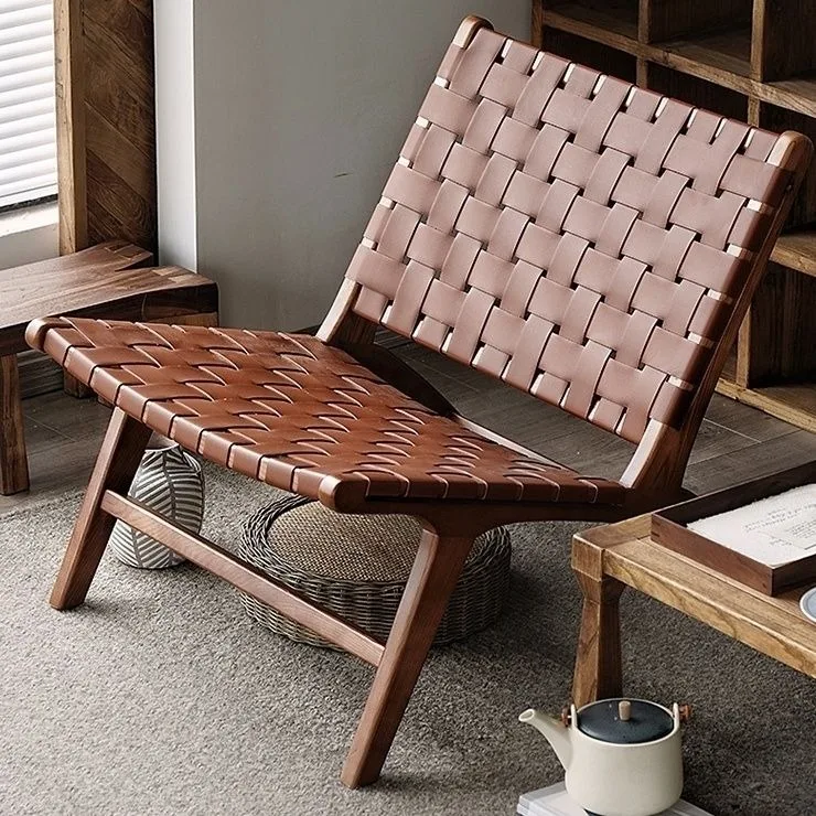 Saddle Chair Leisure Coffee Lounger Balcony Solid Wood Rattan Single Sofa Leisure Area Cigar Golf High-grade Woven Chair