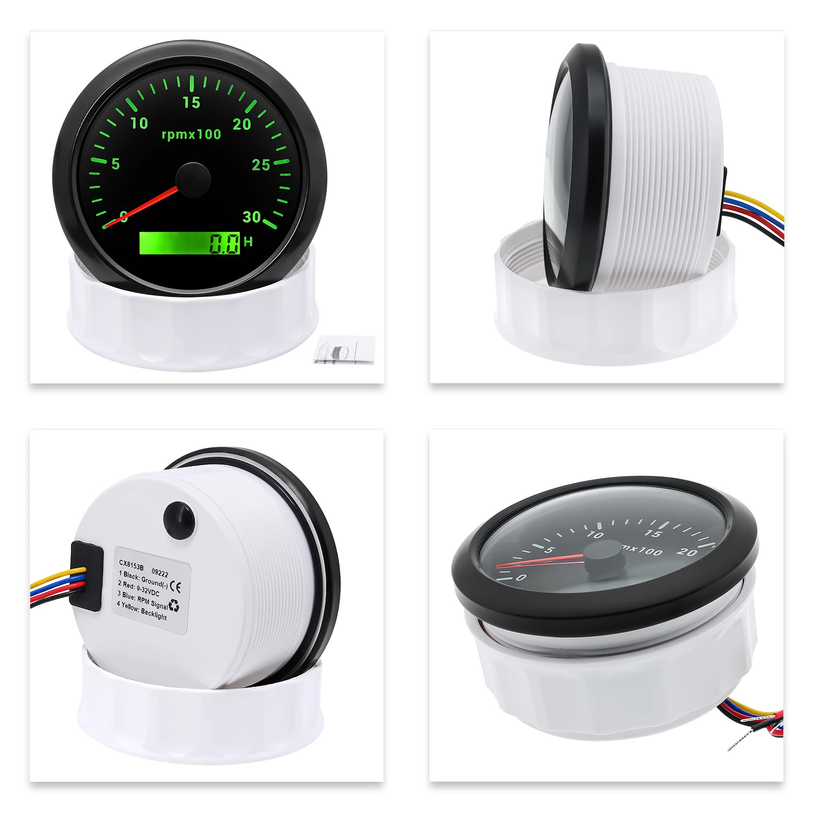 85mm Diesel Engine Tachometer With LCD Hourmeter 7 Color Backlight Tacho Gauge 3