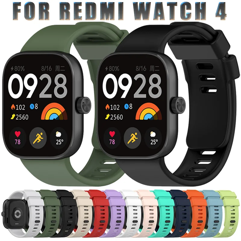 Ремешок силиконовый для смарт-часов Redmi Watch 4, сменный спортивный мягкий браслет для наручных часов Mi 4 силиконовый роскошный классический спортивный ремешок для часов oppo watch 41 мм 46 мм сменный браслет подходящий новый ремешок для смарт часов