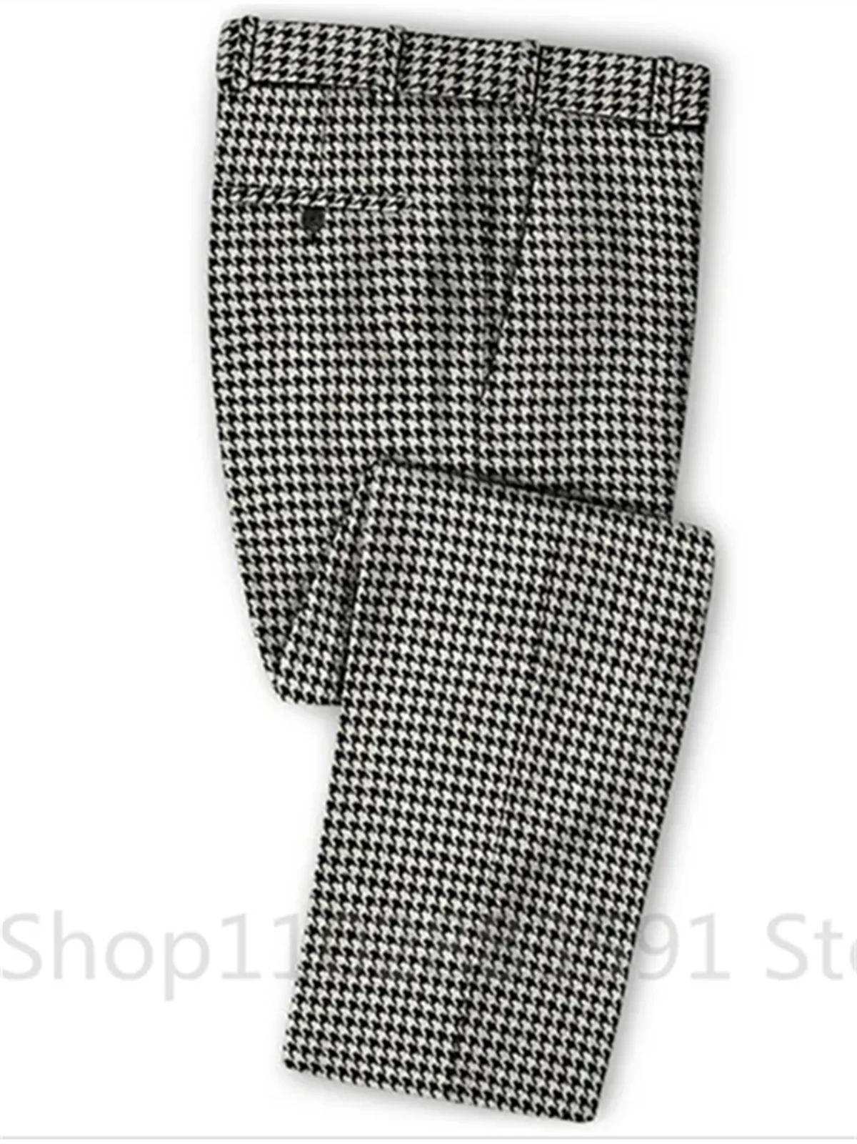 2 Piece Plaid Men Suits for Wedding/Business Slim Fit Houndstooth Checkered Groom Tuxedos Male Fashion Clothes Jacket with Pants