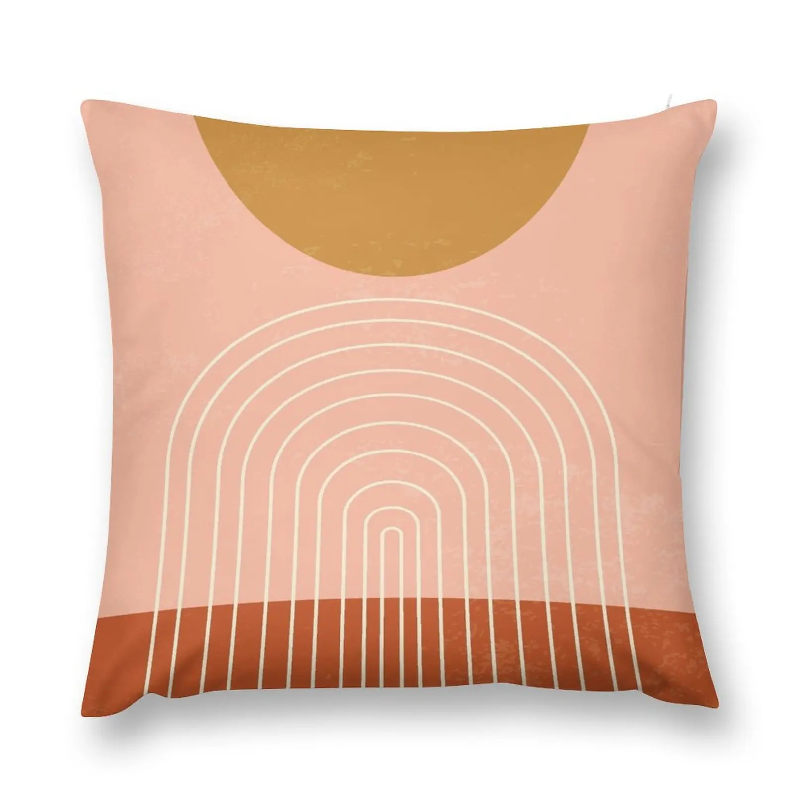 

Terracotta Mid Century Sun Arch Throw Pillow home decor items christmas pillowcases sleeping pillows Pillowcases Bed Cushions