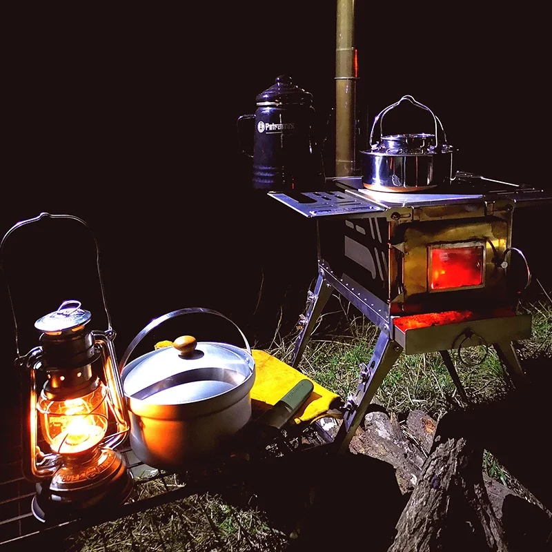 High quality Stainless steel foldable grill portable outdoor camping tent wood stove