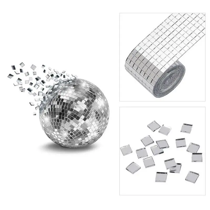 Description Picture 3 of item60cm Self-Adhesive Real Glass Craft Mini Square Mirrors Mosaic Tiles Stickers Bathroom DIY Handmade Craft Home Decoration Making