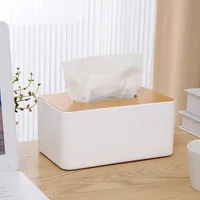 Tissue Box Table Napkin Rings Tissue case Paper Box Container Bamboo Cover Solid Wood Storage Box Home Table Decoration 1