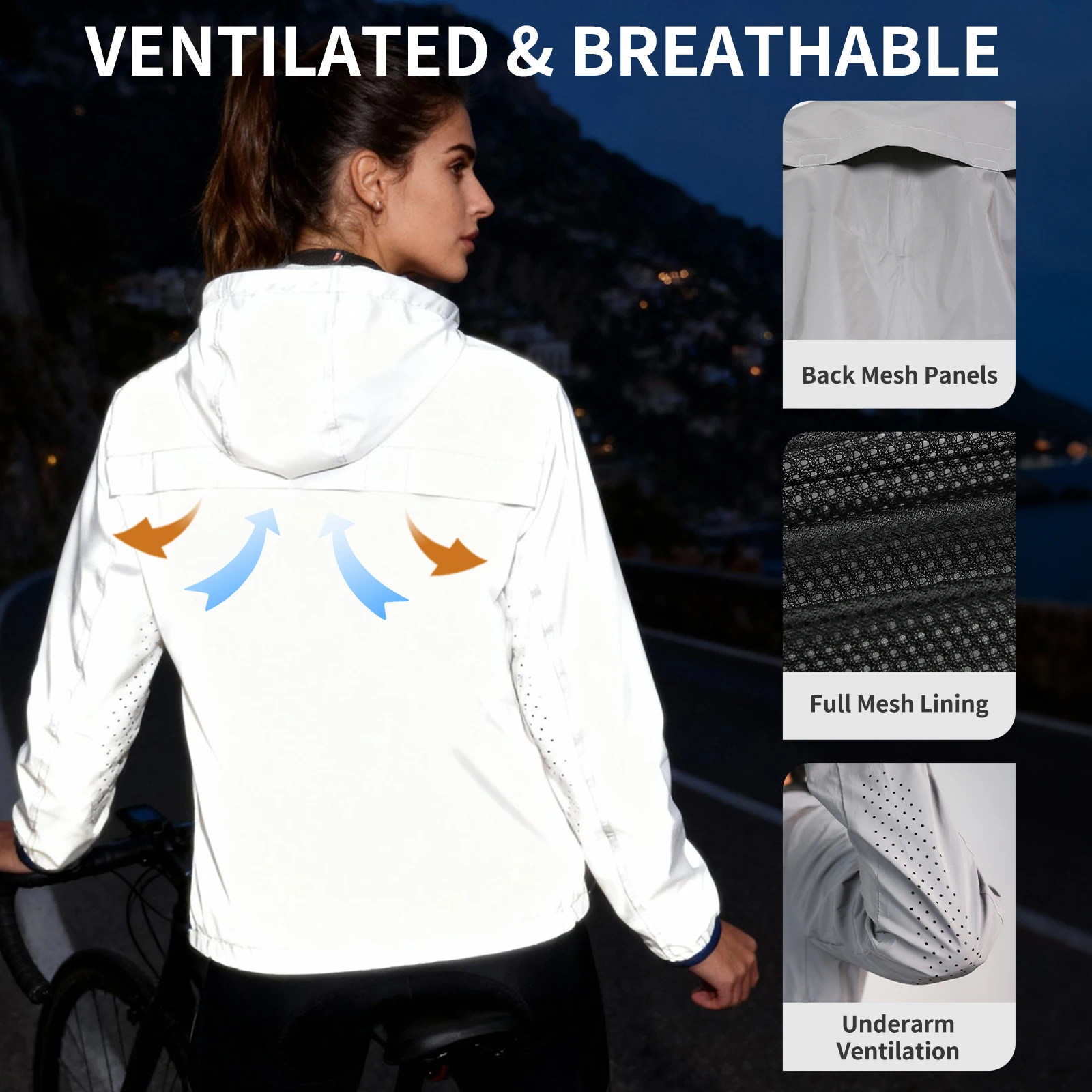 WOSAWE 오토바이 반사 재킷 가을 겨울 야외 후드 윈드브레이커 힙합 스트리트웨어 러닝 코트 5개의 포켓 포함