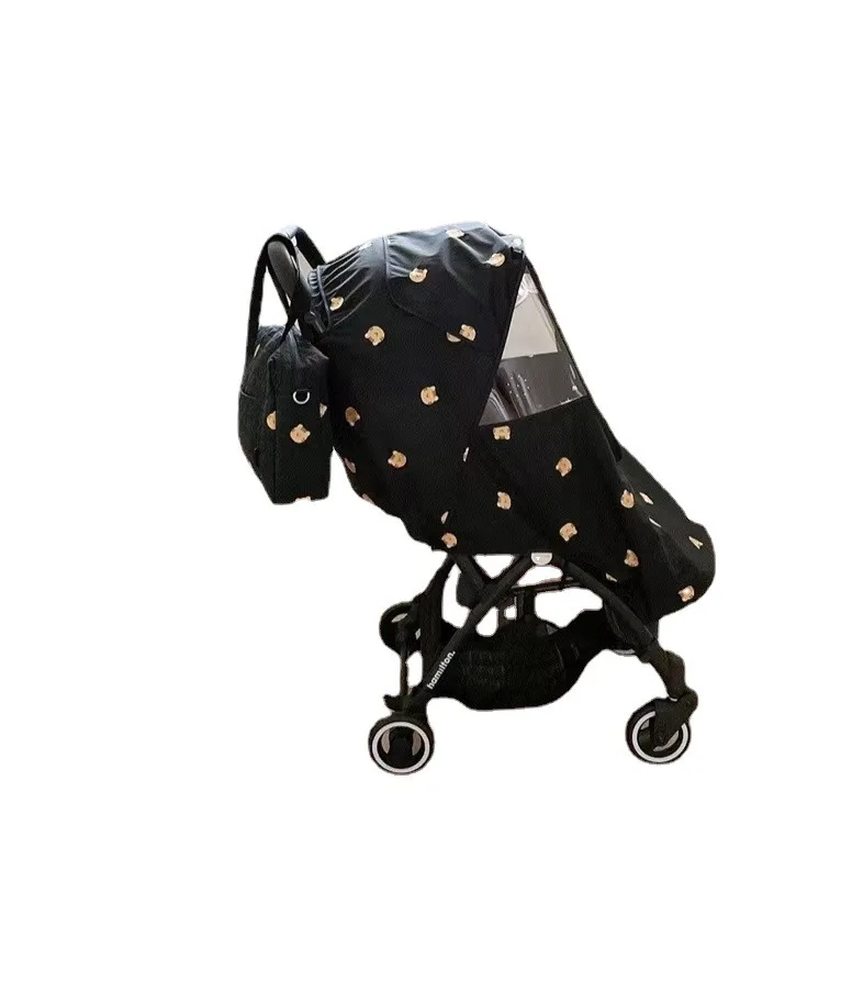 Full Cover Raincoat for Baby Stroller Pushchairs Rain Cover Universal Cartoon Bear Waterproof Rain Cover Wind Dust Dust Shield