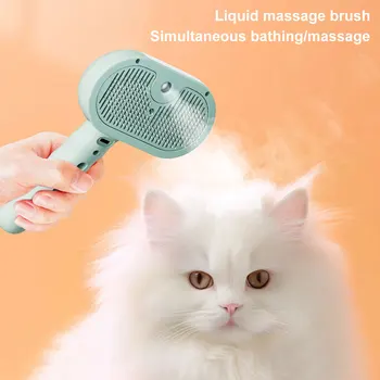 3 in 1 Cat Steam Brush with Release Button Cat Grooming Brush Rechargeable Cat Hair Brush Pet Brush for Cats Dogs Small Animals 2