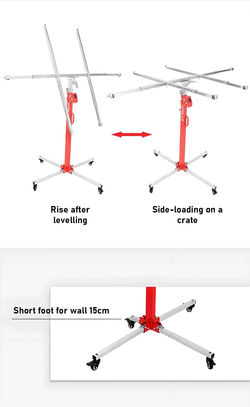 Hand-cranked Gypsum Board Lifter Lifting Mobile Stand Holder Small Ceiling Hole