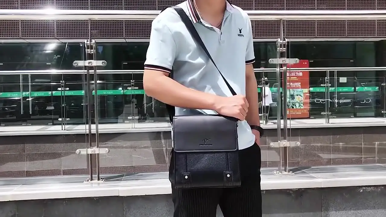 Men'S Shoulder Bag PU Leather Purse Side Cross Sling Messenger