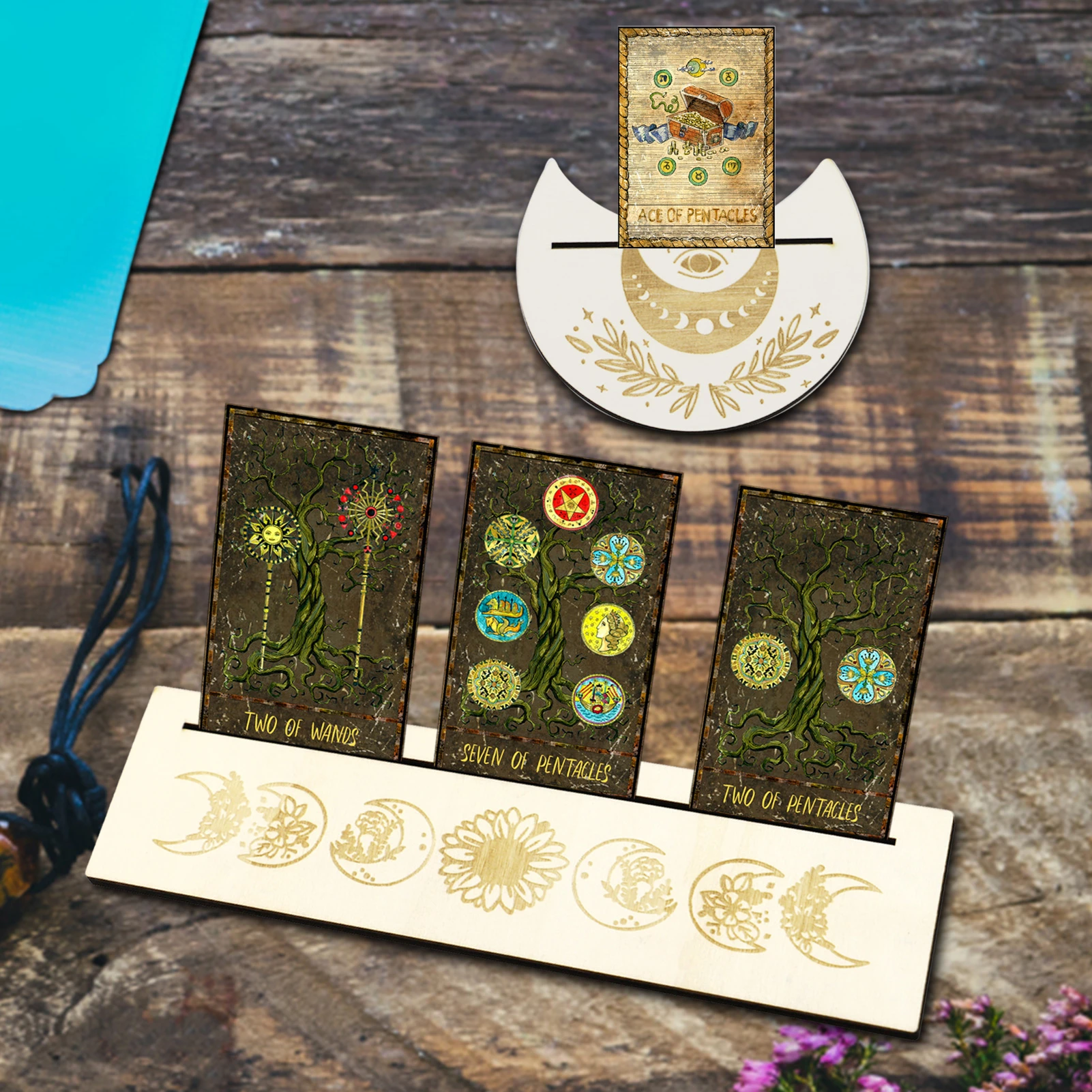 Wooden Tarot Card Holders Wood Handmade Display Stands Include Rectangular Tarot  Card Stand And Moon Shaped Tarot Stand Majic| | - AliExpress