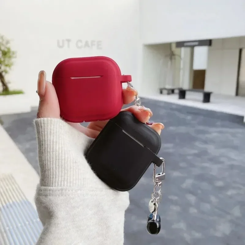 Silicone Cherry Earphone Case for Airpods with Keychain