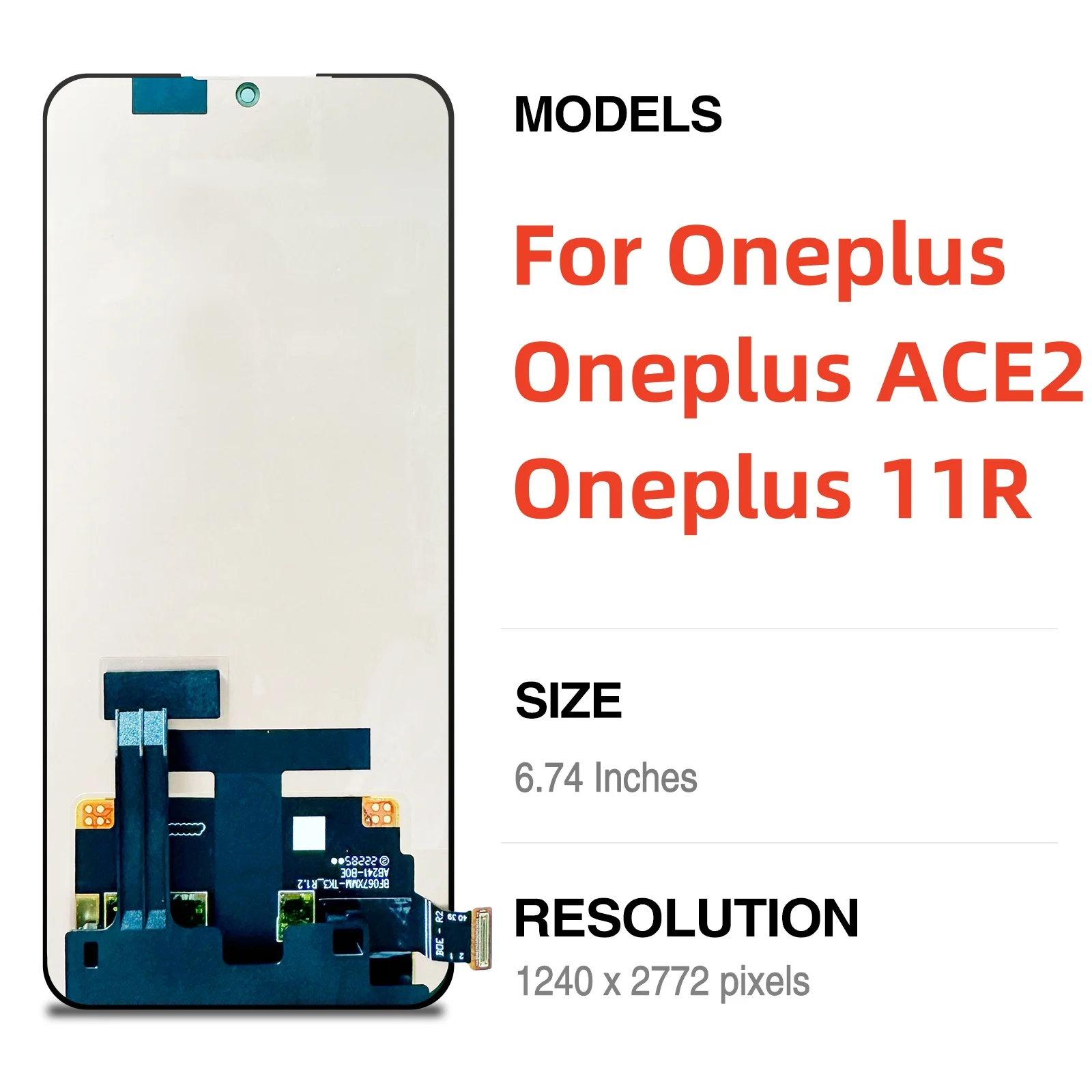 Ori LCD 디스플레이 터치 스크린 디지타이저 어셈블리 교체 부품, Oneplus ACE2 PHK110 Oneplus 11R CPH2487, 6.74 인치
