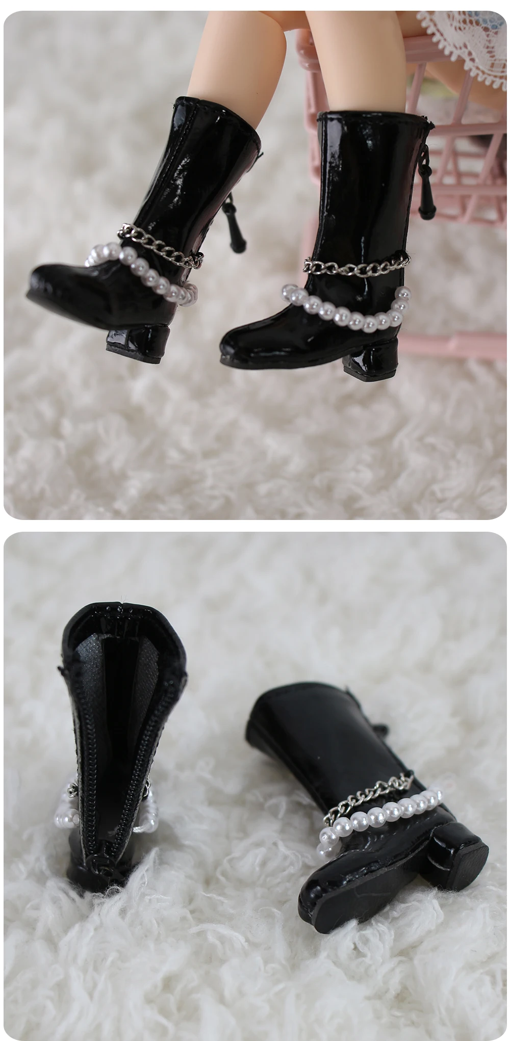 Neo Blythe Doll Elegant Black High Heel Boot 2