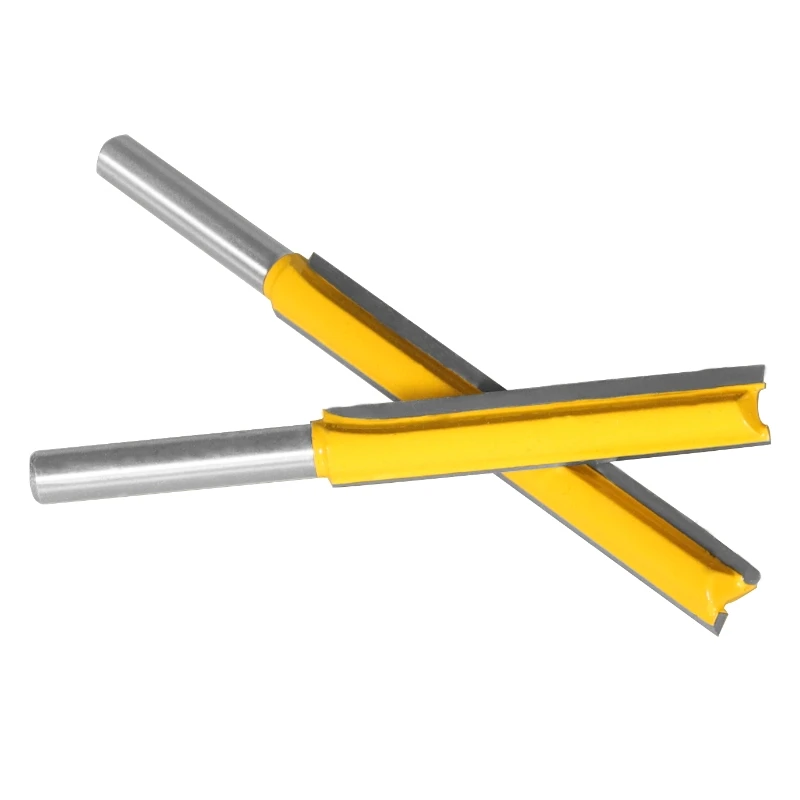 Milling Cutter Woodworking Tools 6.35MM 8MM 12MM Shank Long Blades Straight Router Bits Milling Cutters for Woodworking Cleaning Flush Trim