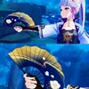 Genshin Impact Kamisato Ayaka Cosplay Fan Cloth Folding Fan Summer Durable Portable Hand Fan Cosplay Prop Gift 3