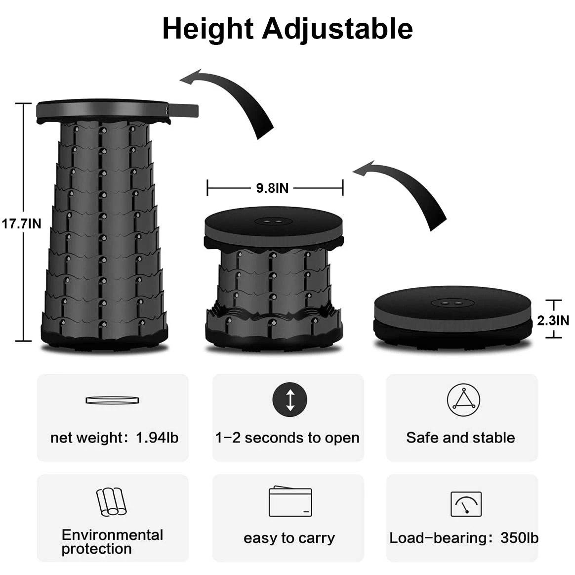 Telescopic Stool Retractable Stool Folding Chiar Fishing Chair Portable Camping Hiking Stool Outdoor Furniture Mini Chair